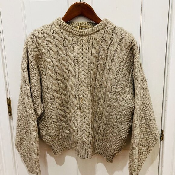 Vintage Fisherman’s Chunky Sweater Ireland Irish Aran Wool Cable Knit Dingle XL - Picture 9 of 16